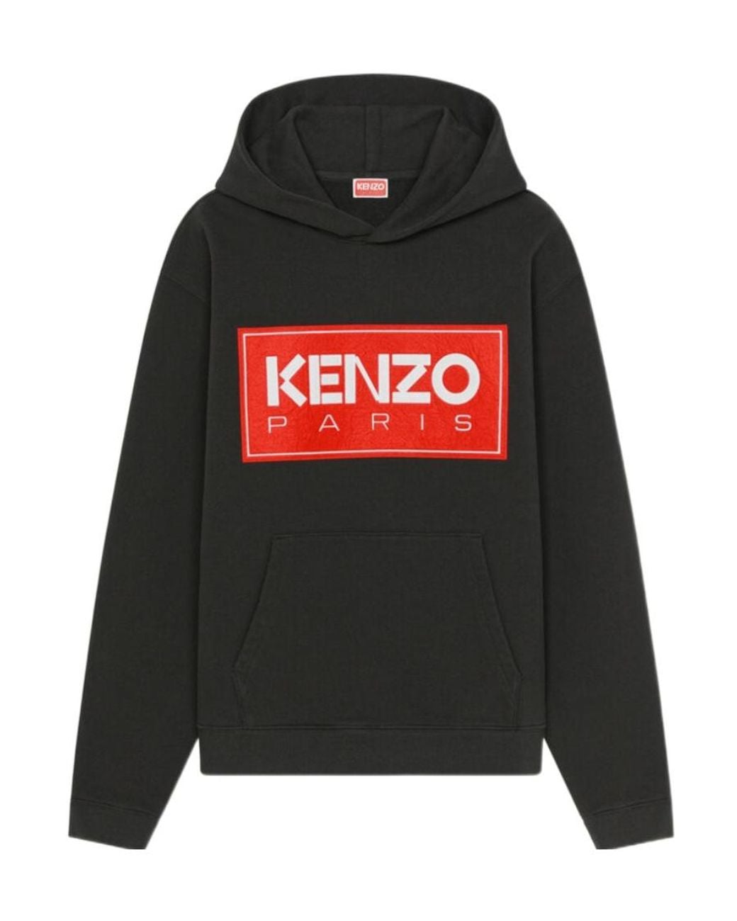 KENZO Black Paris Logo Patch Hoodie for men