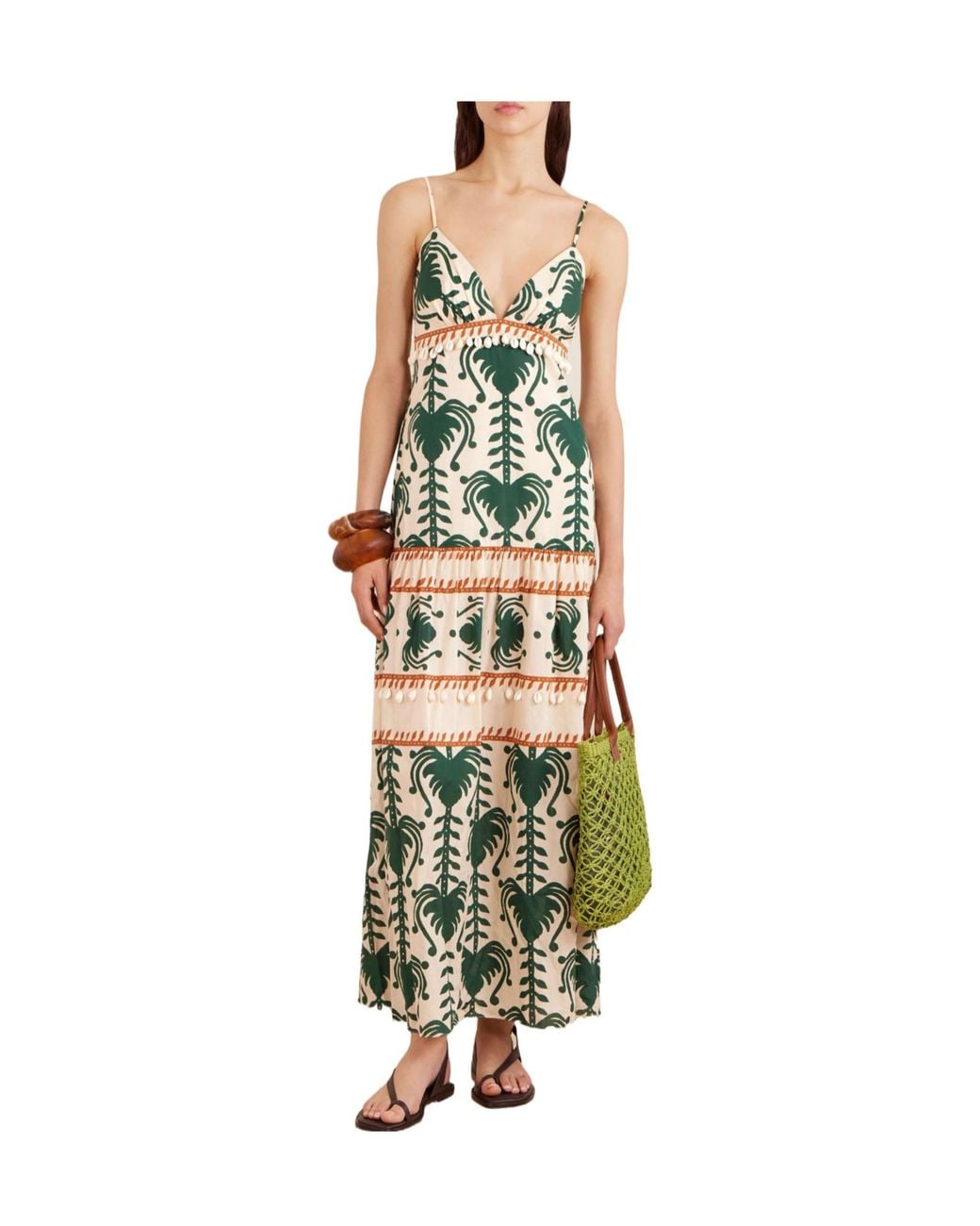 Johanna Ortiz Green Cotton-Poplin Maxi Dress