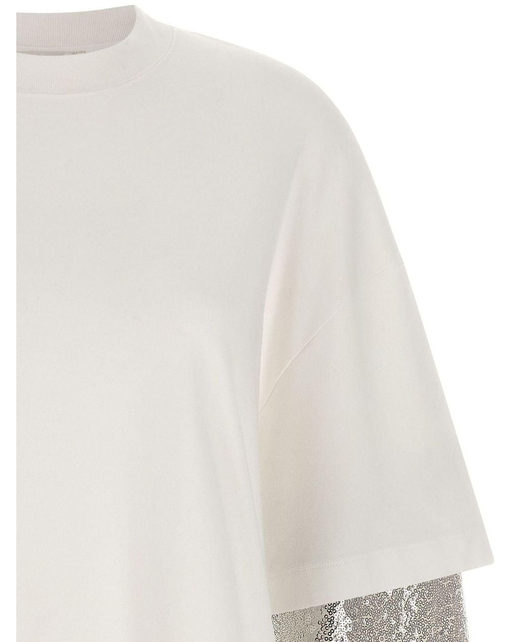 DARKPARK White Troy Sequin Sleeve T-Shirt