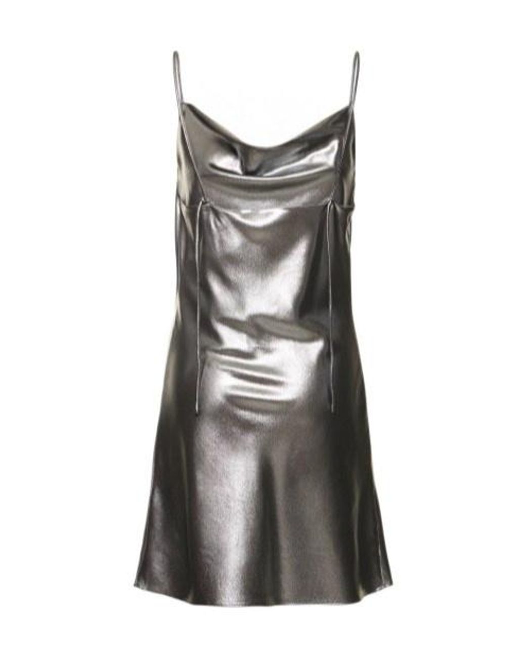 ROTATE BIRGER CHRISTENSEN Gray Metal Pendant Mini Sling Dress
