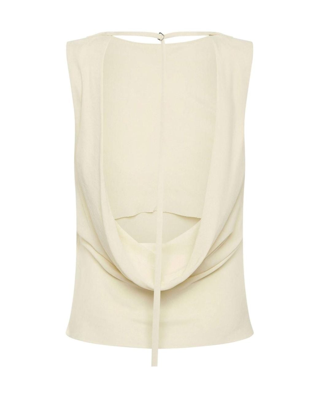 St. Agni Natural Draped Open-Back Blouse