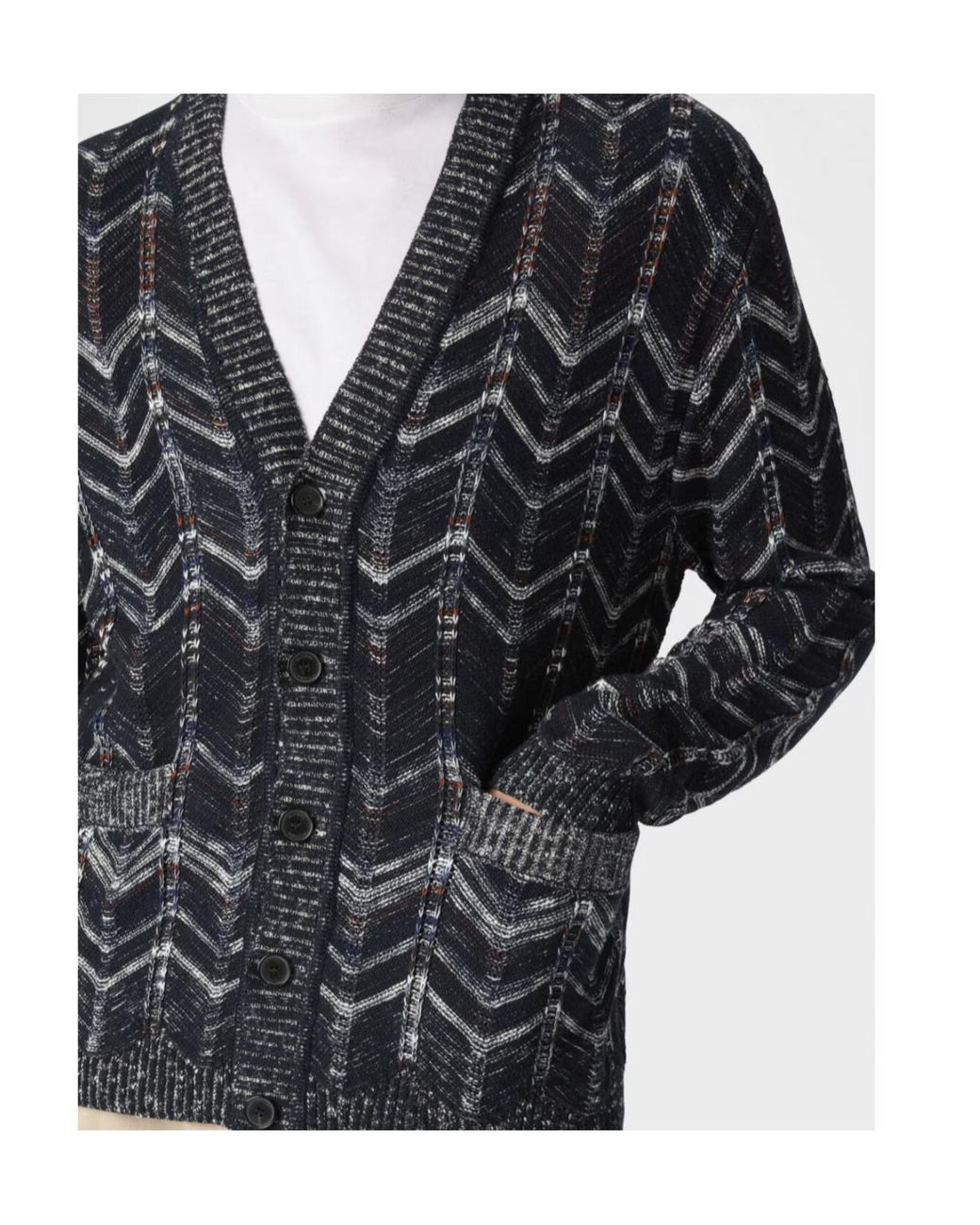 Missoni Black Chevron Ribbed-Trim Cardigan for men