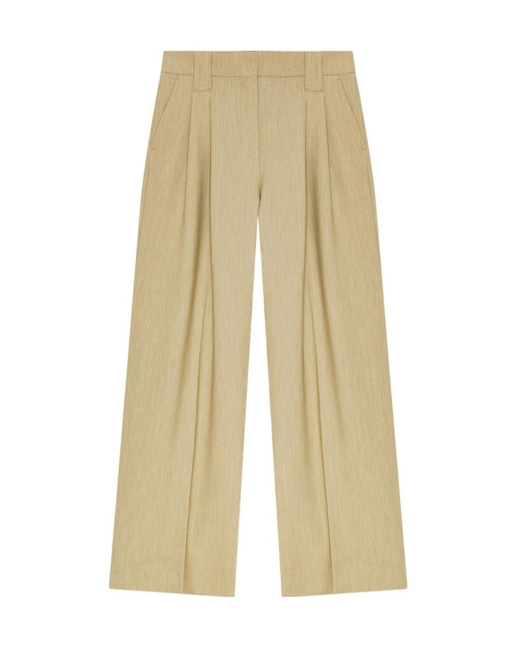 Ganni Natural Twill Suiting Mid Waist Trousers