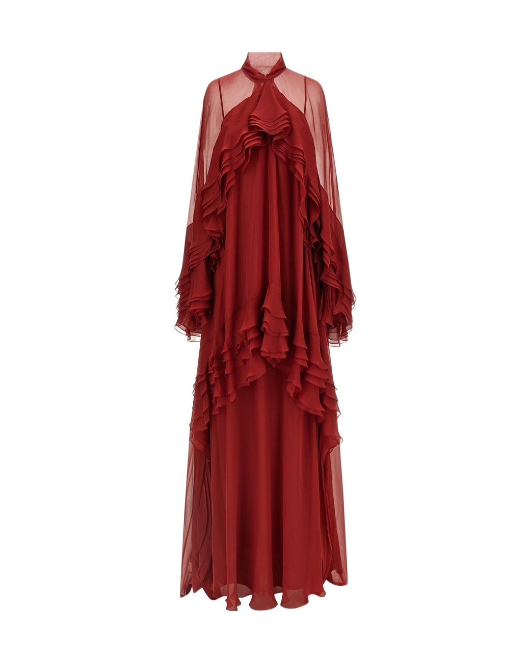 Alberta Ferretti Red Long-Sleeved Dress