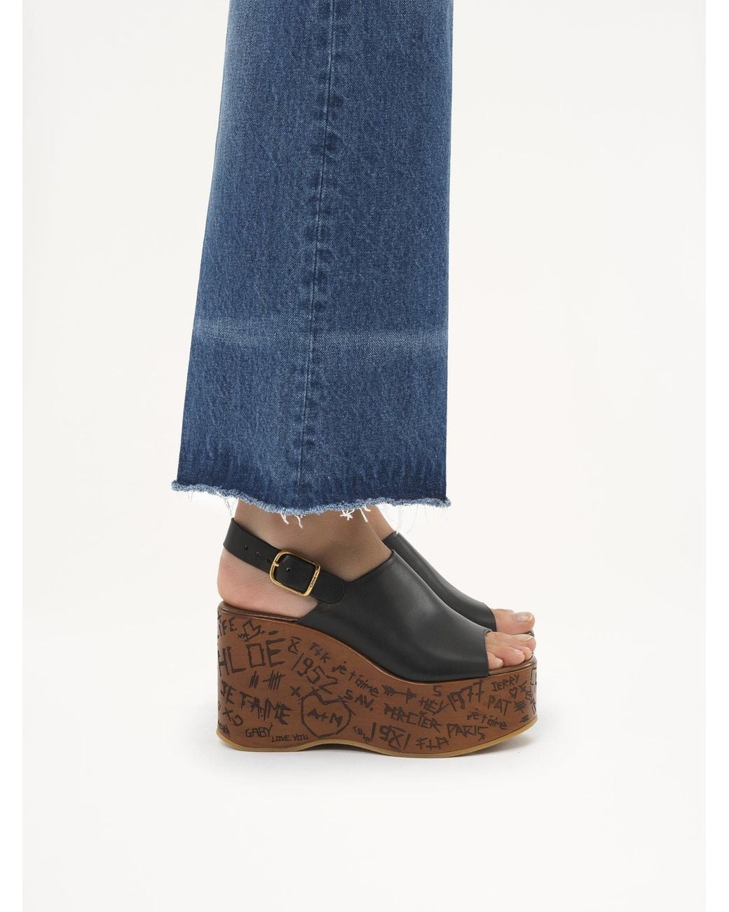 Chloé Black Maxime Wedge Sandal