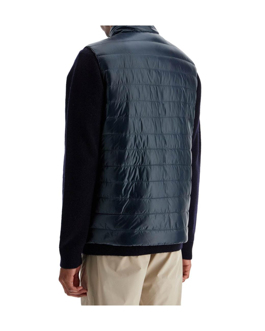 Herno Blue Zipped Quilted Reversible Down Gilet for men