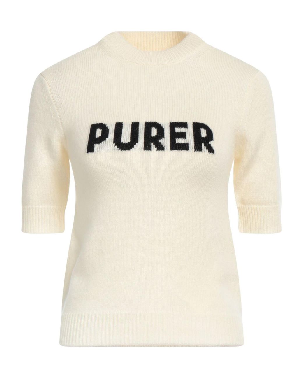 Sportmax Natural Two-Tone Lightweight Knit Short-Sleeve Top