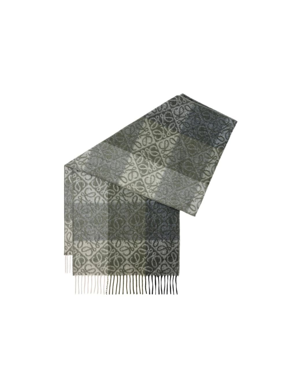 Loewe Gray Anagram Fringed Scarf