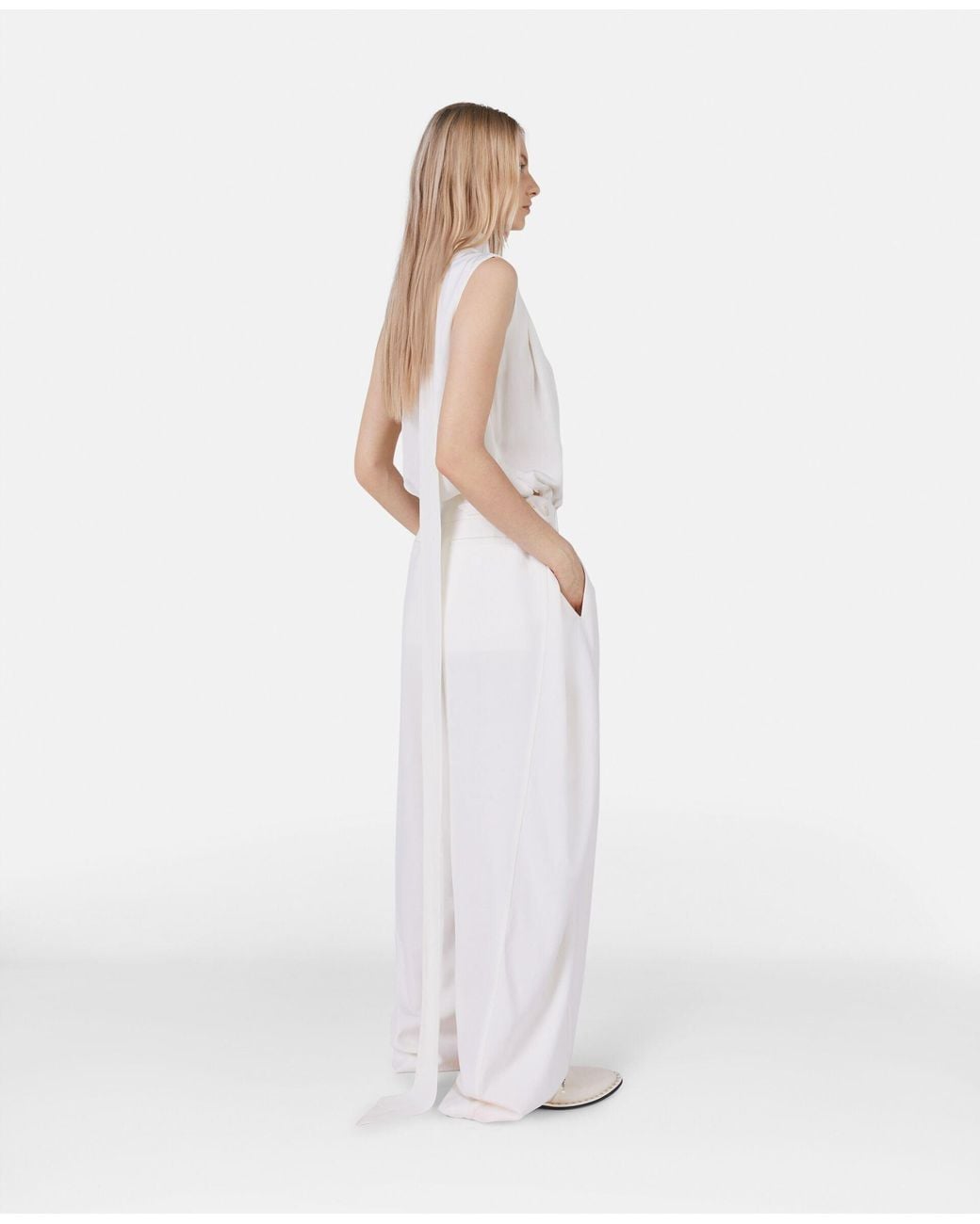Stella McCartney White Scarf Detailed One-Shoulder Top