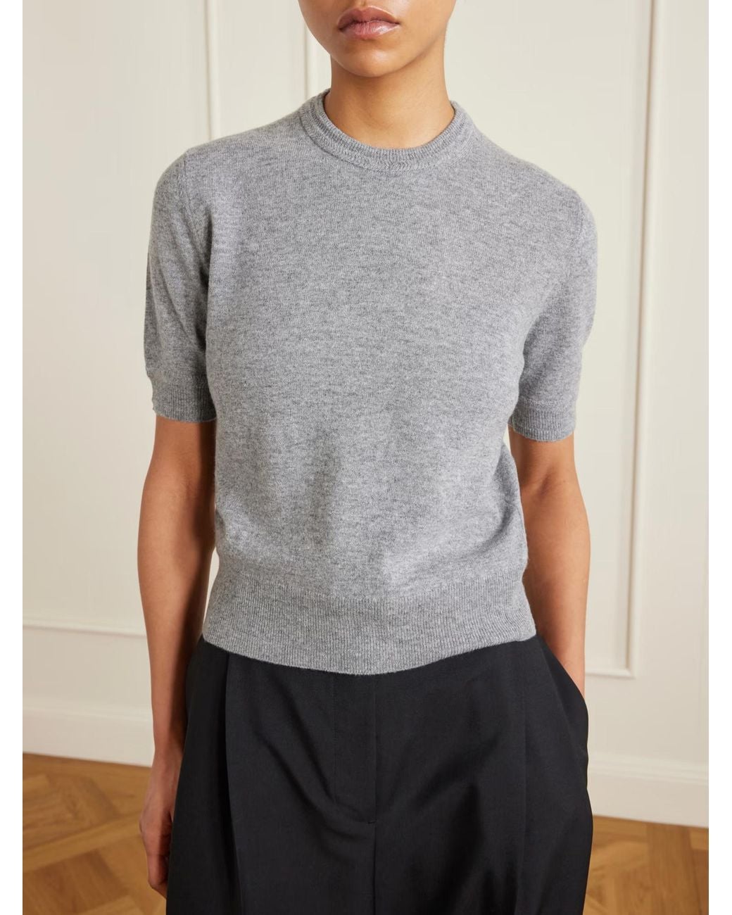 Jil Sander Gray Short-Sleeved Wool Knit Sweater
