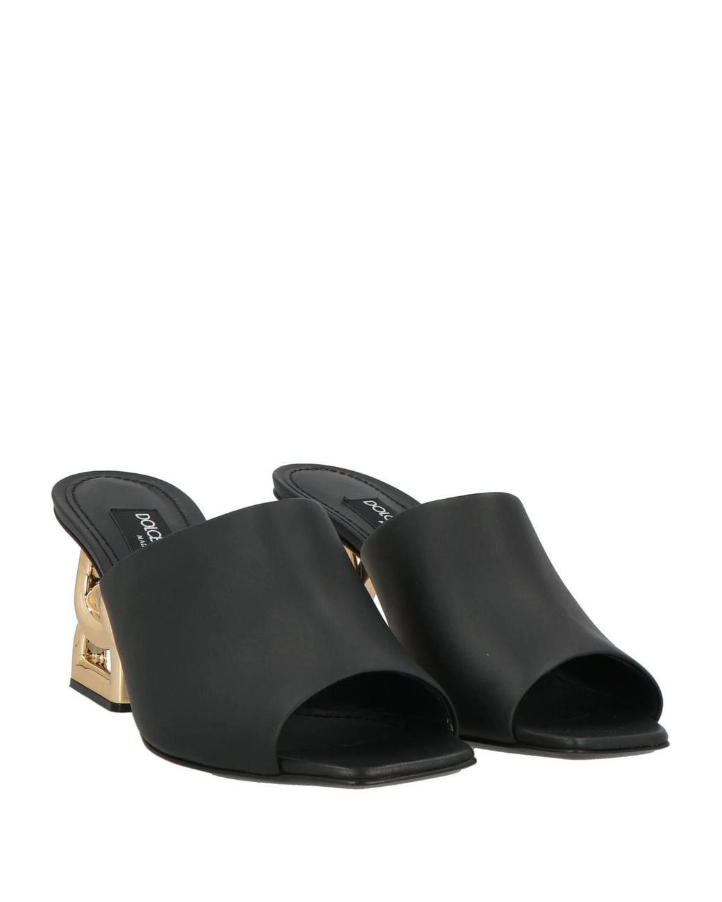 Dolce & Gabbana Black Minimalist Leather Slide Sandals