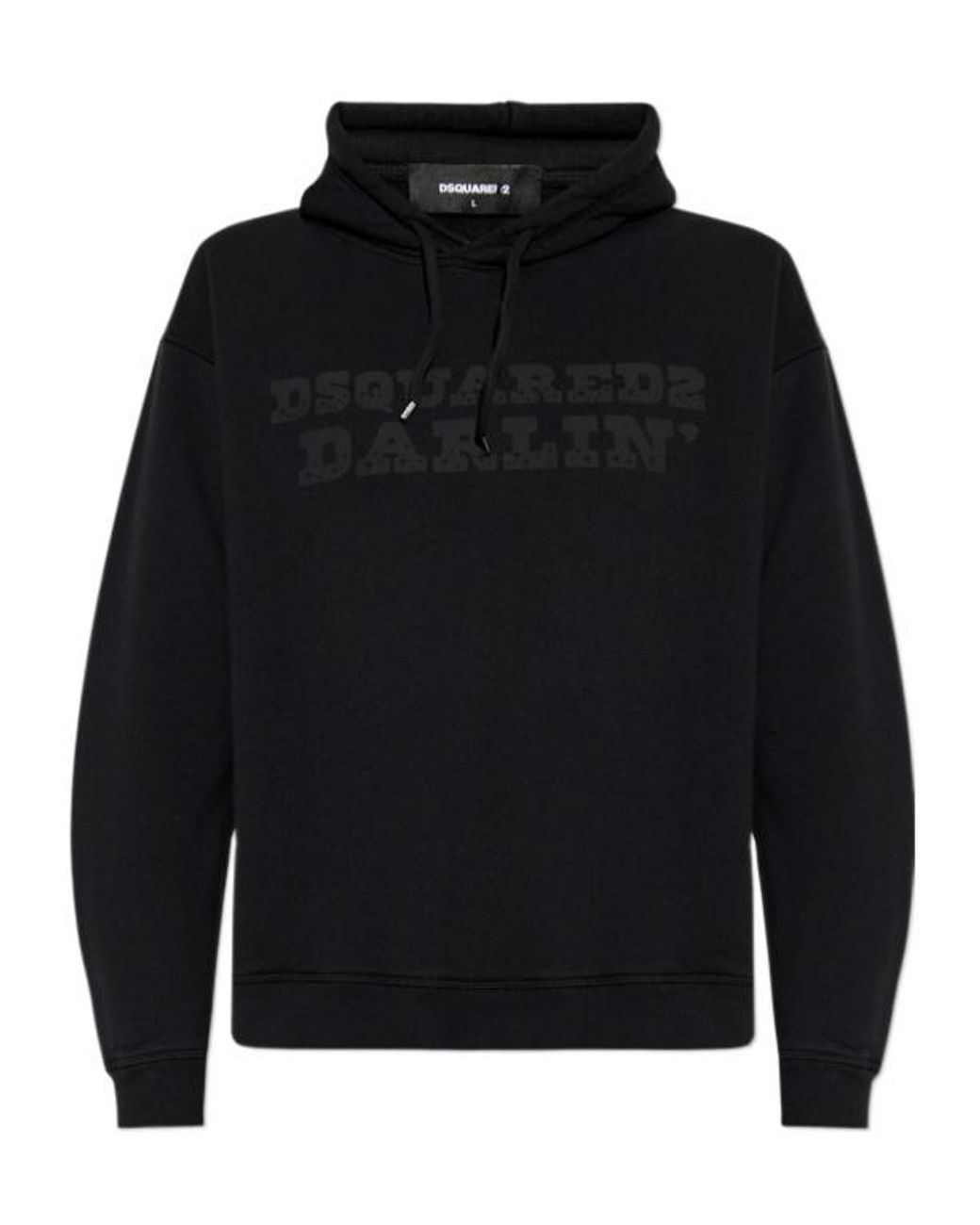 DSquared² Blue Logo Printed Drawstring Hoodie for men