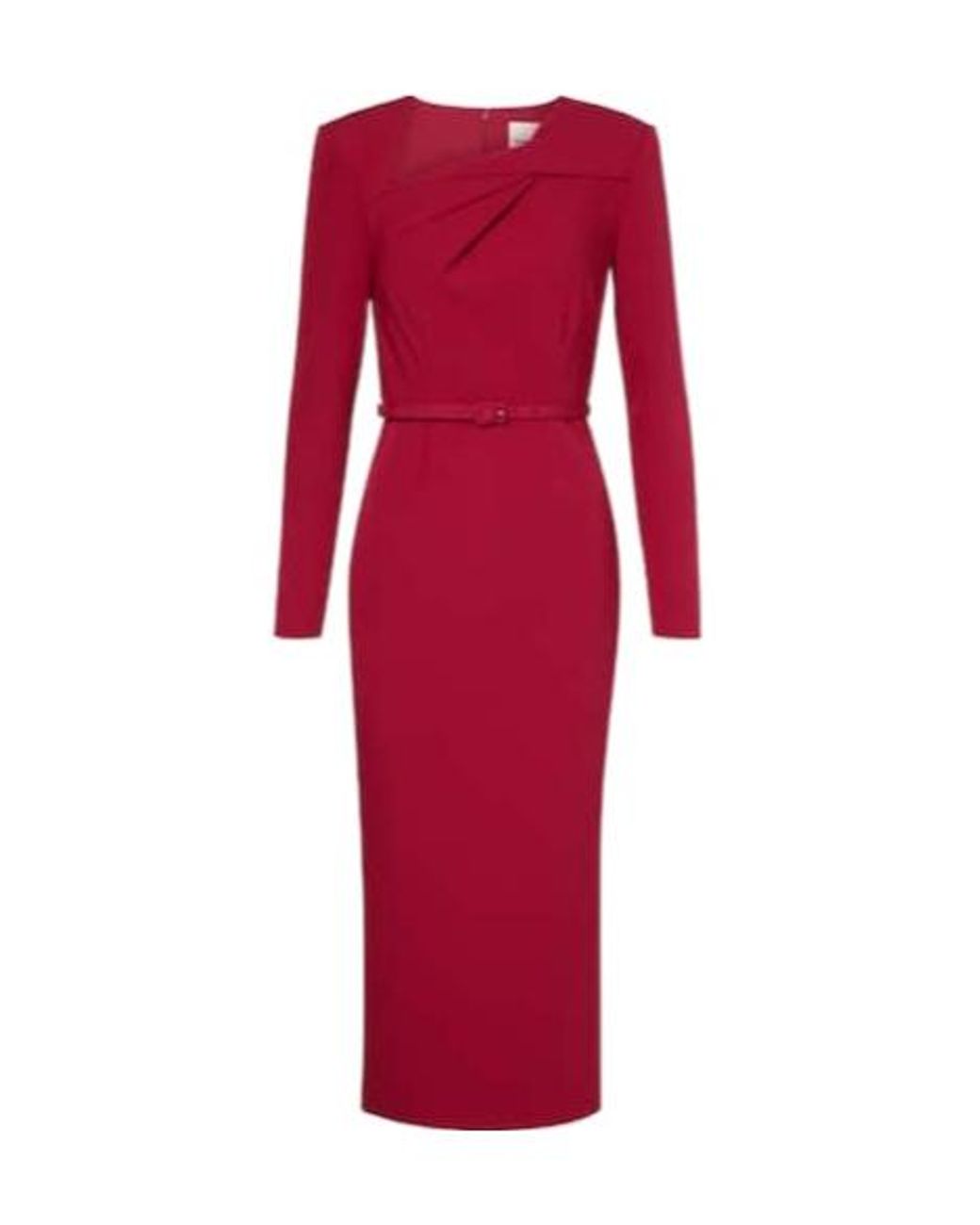 Roland Mouret Red Belted Crêpe Midi Dress