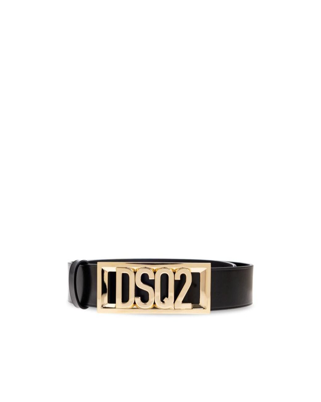 DSquared² White Logo Plaque Buckle Belt for men