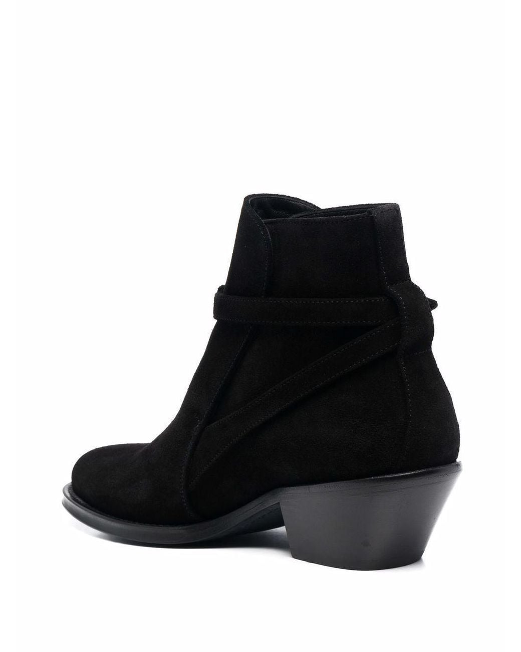 Saint Laurent Black Buckled Strap Ankle Boots