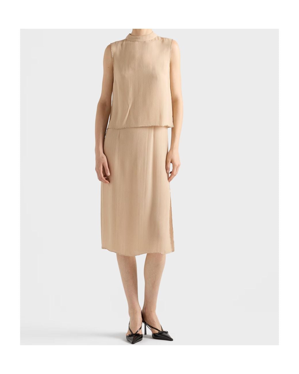 Prada Natural Triple Chiffon Top
