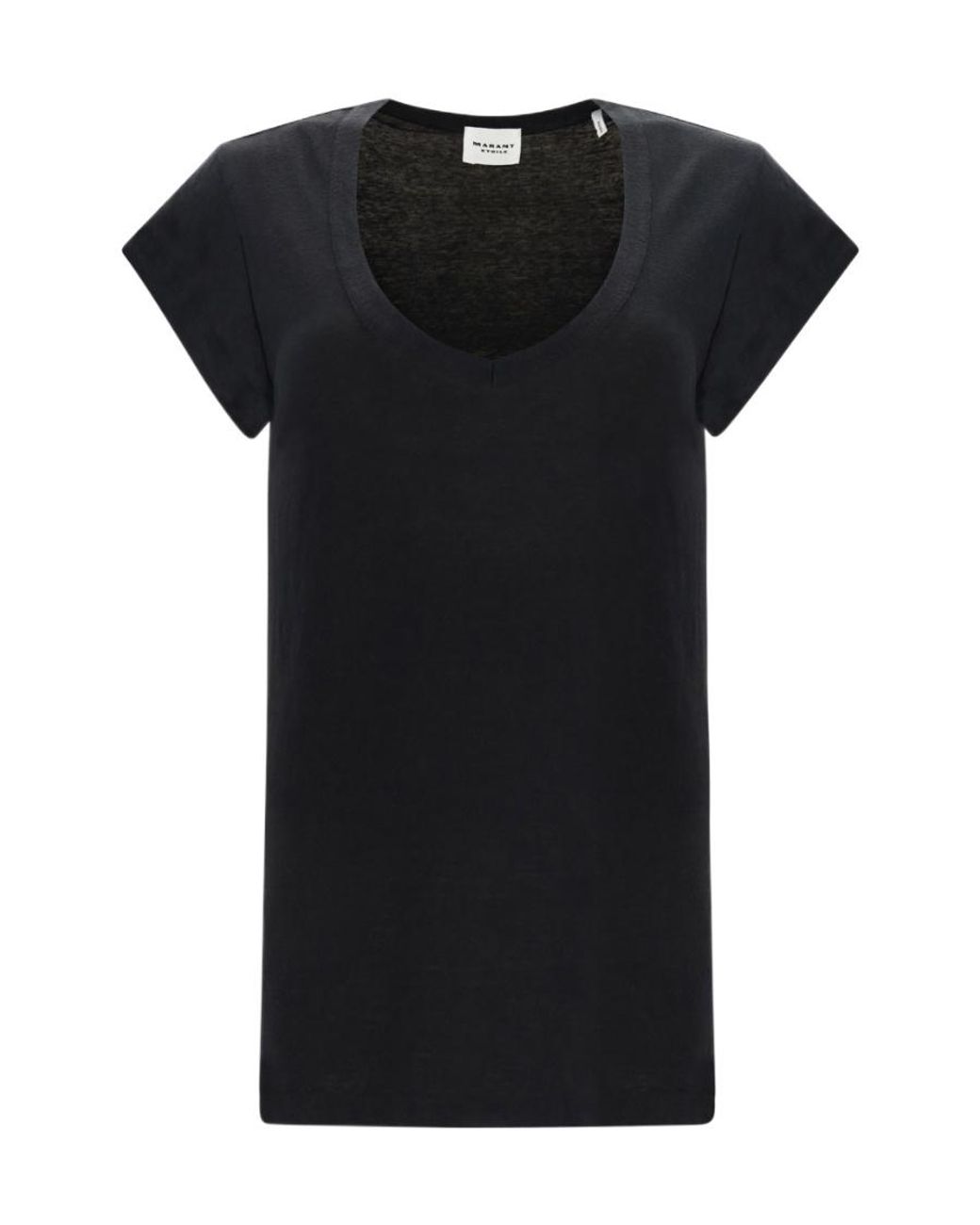 Isabel Marant Black Isabel Marant Étoile V-Neck Short-Sleeved T-Shirt