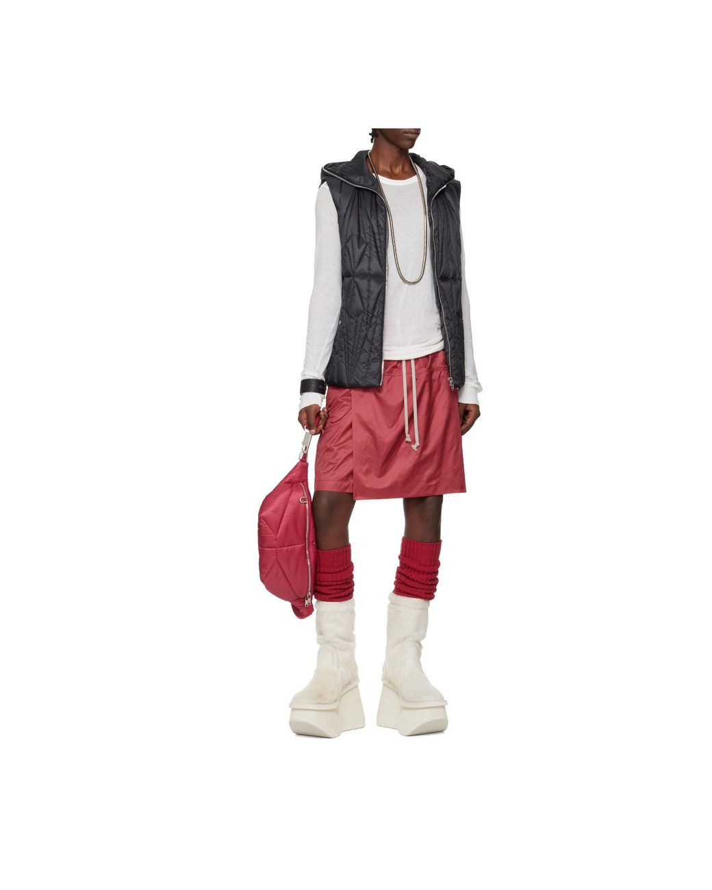 Moncler Red Rick Owens Quilted Zipped Belt Bag for men