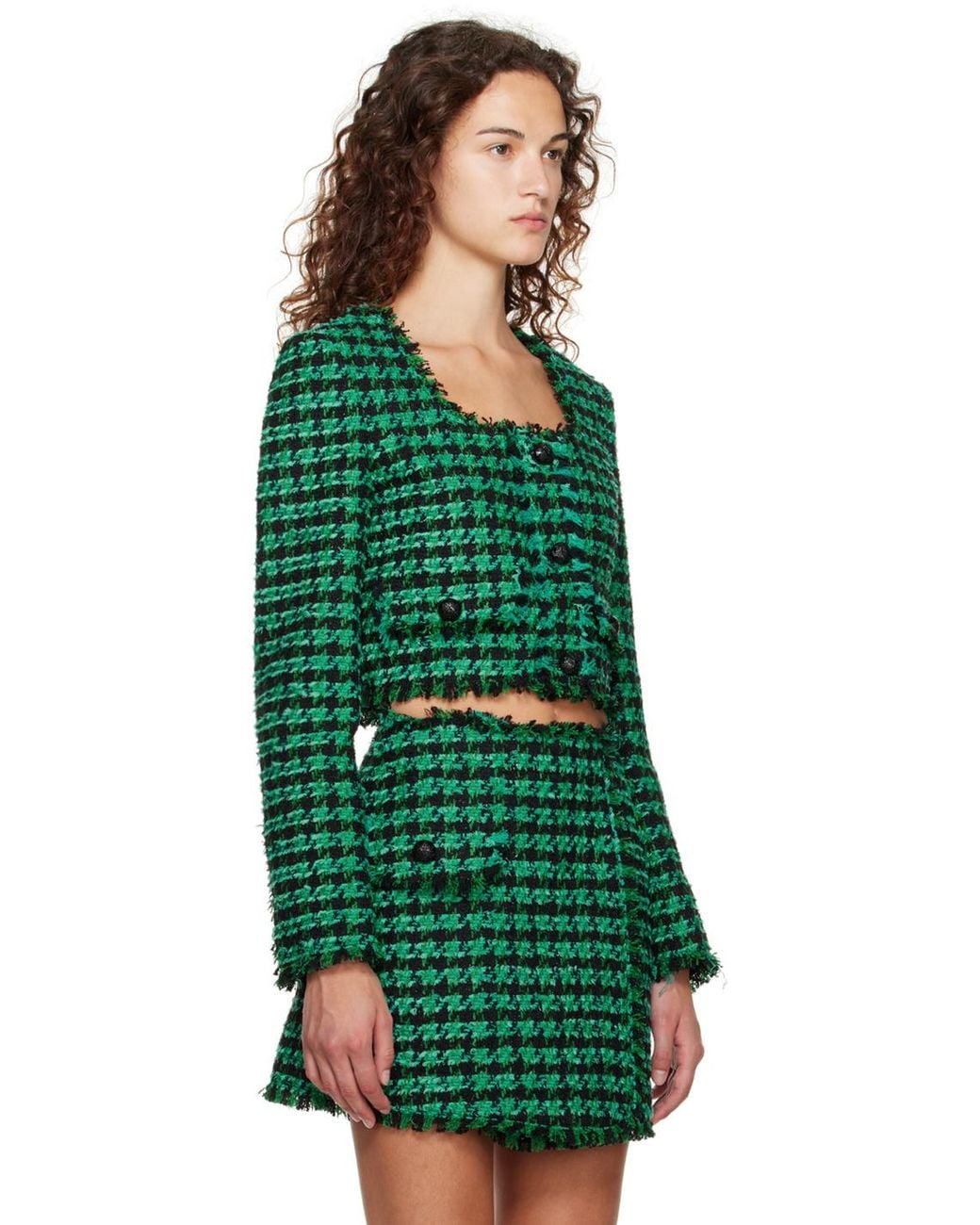 MSGM Green Checked Casual Jacket