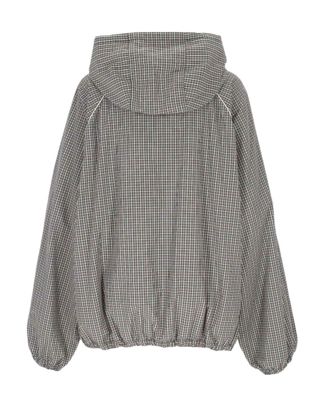 Miu Miu Gray Checked Drawstring Jacket