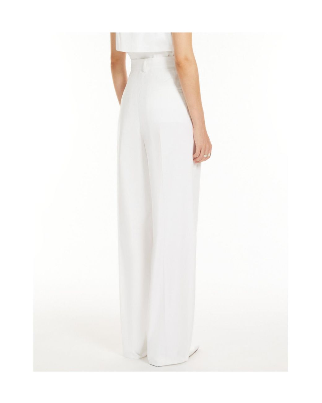 Sportmax White High-Waisted Cotton Trousers