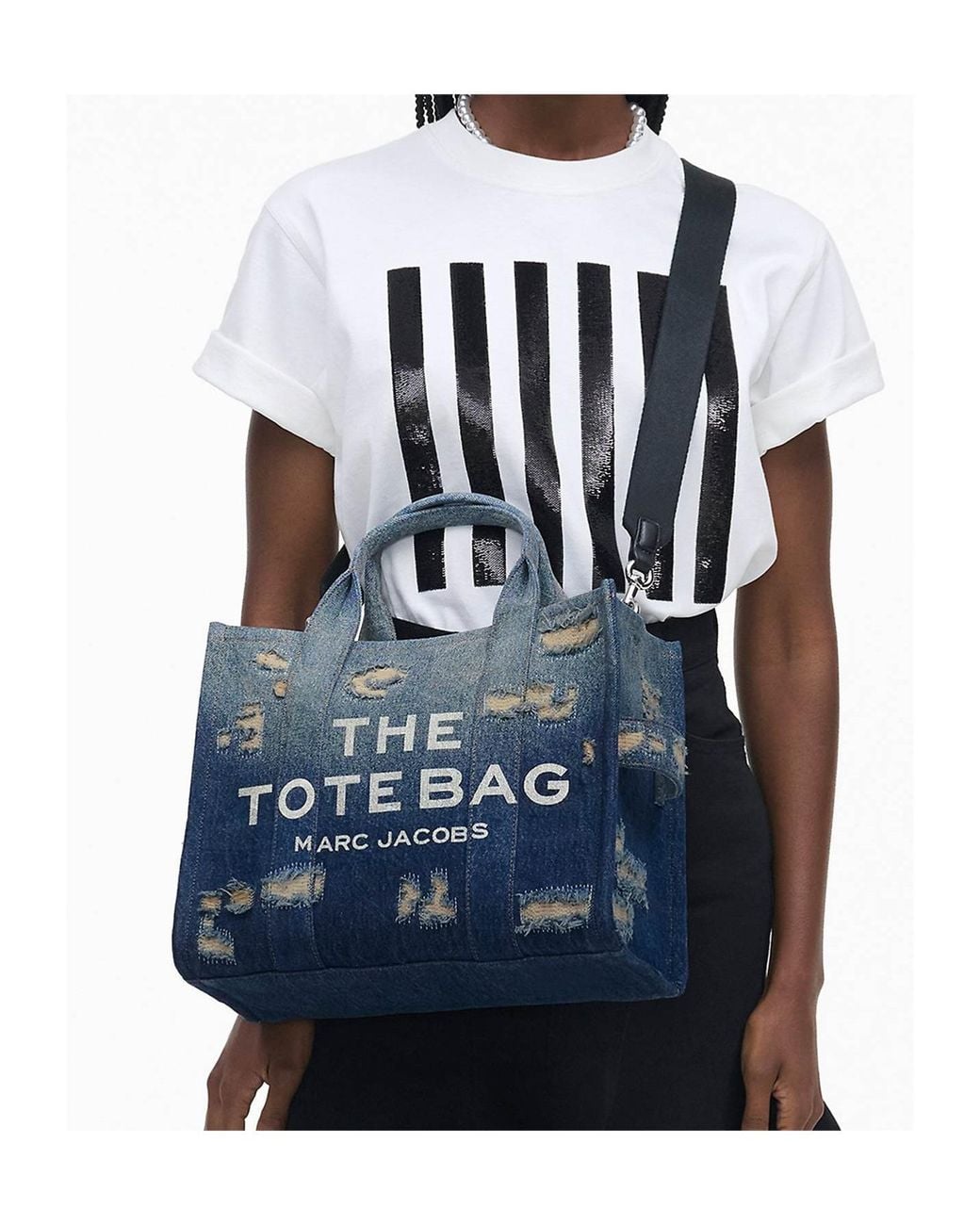 Marc Jacobs Blue The Rip And Repair Denim Medium Tote Bag