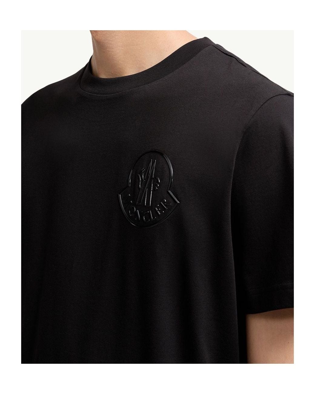 Moncler Black Three-Dimensional Logo Cotton T-Shirt for men