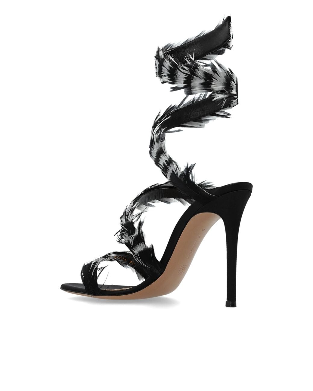 Gianvito Rossi Black Opera Feather-Trim Heeled Sandals