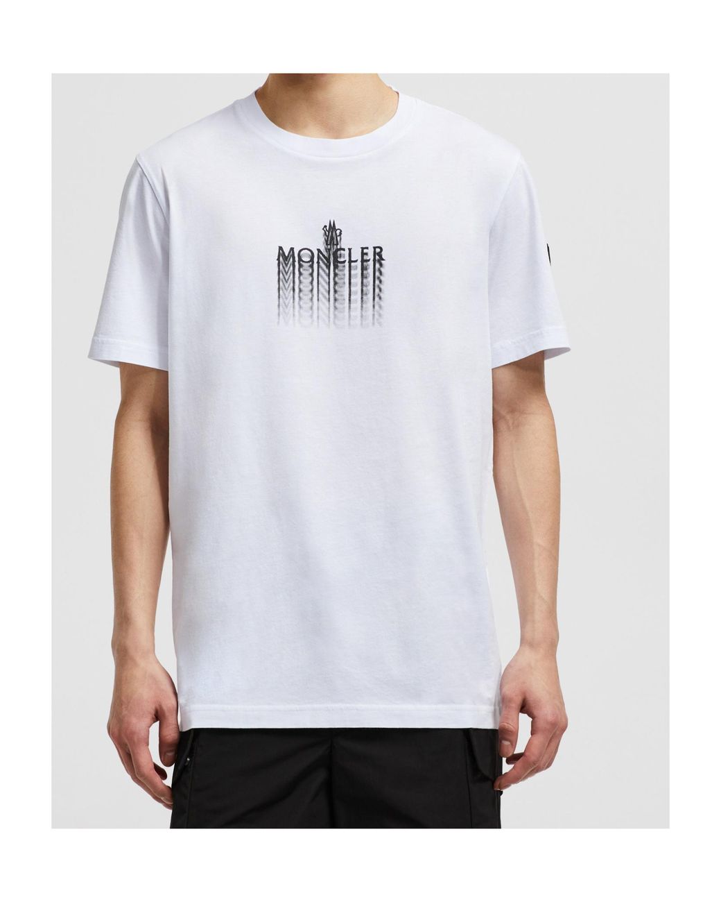 Moncler White Logo Printed Crewneck T-Shirt for men