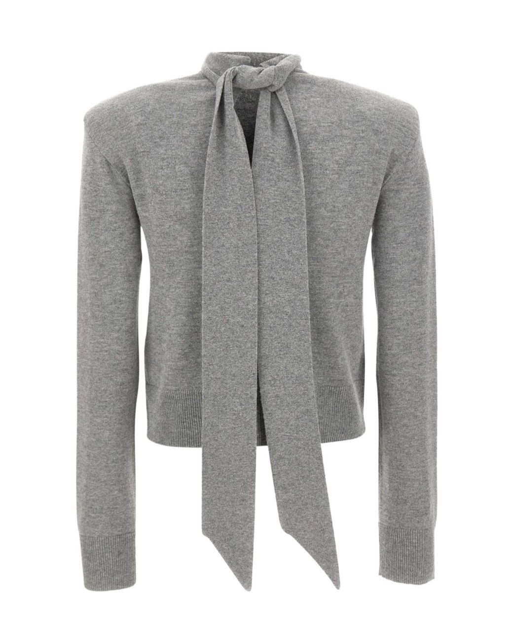ROTATE BIRGER CHRISTENSEN Gray Tie-Neck Sweater
