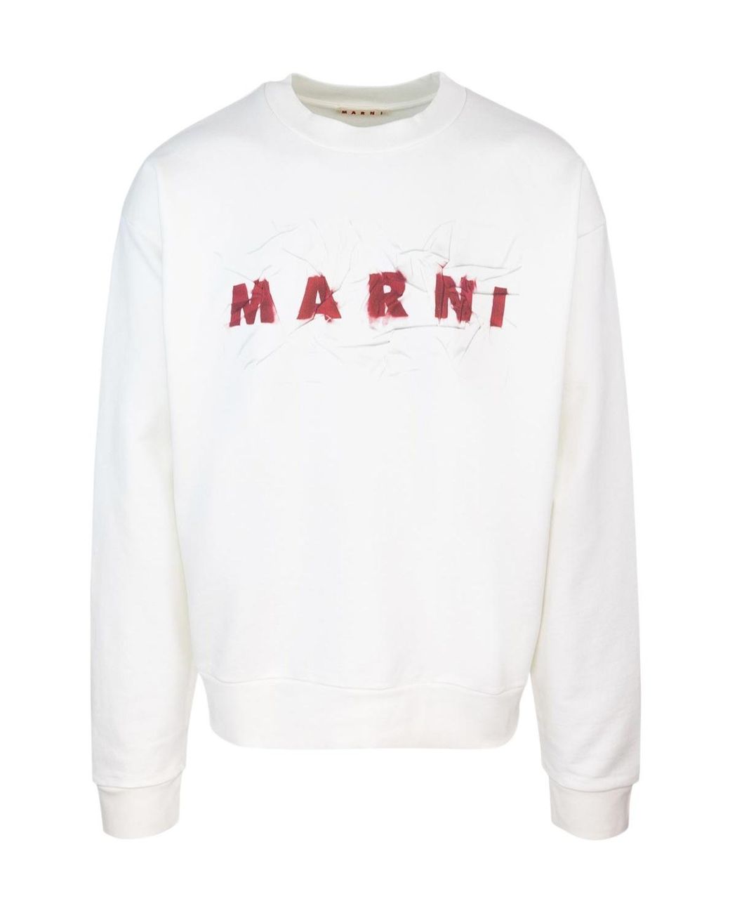 Marni White Logo Printed Crewneck Sweatshirt for men