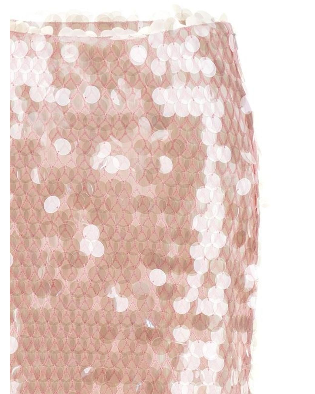 Tory Burch Pink Sequin Embellished Mesh Midi Skirt