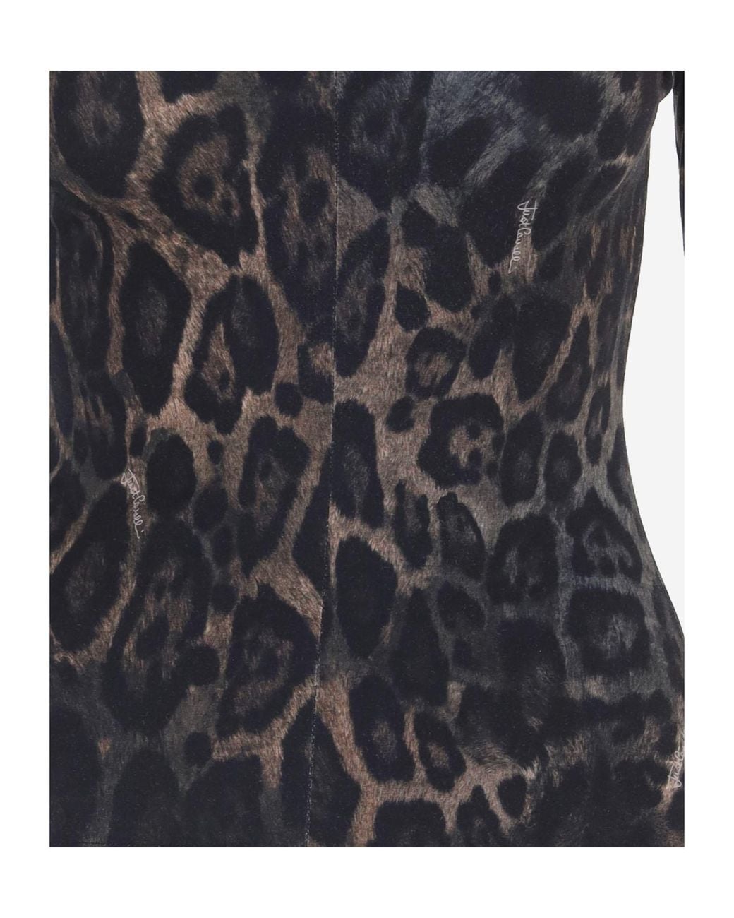 Just Cavalli Black Animal-Print Zip Mock-Neck Sweater