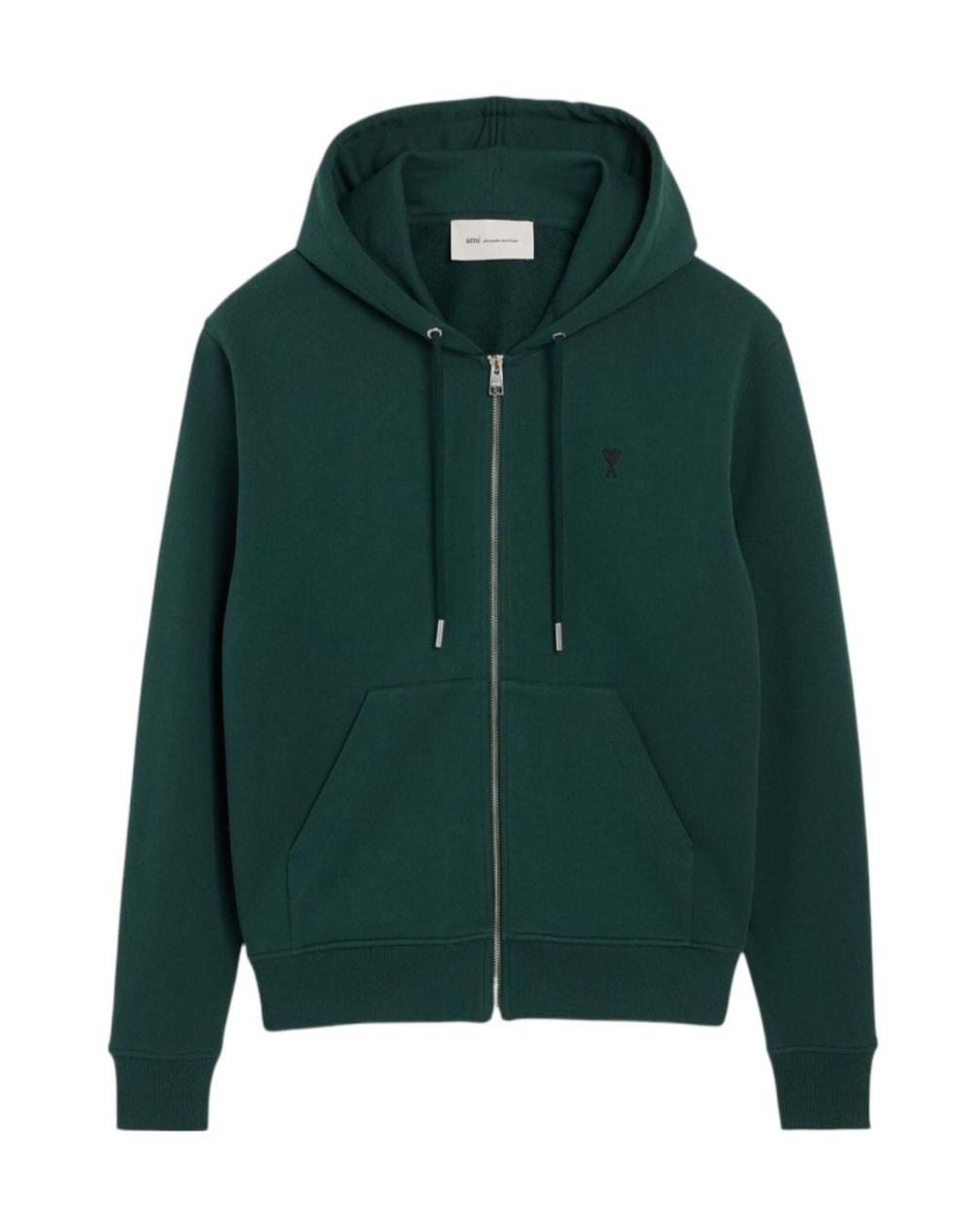 AMI Green Ami Ami De Coeur Zip-Up Hoodie for men