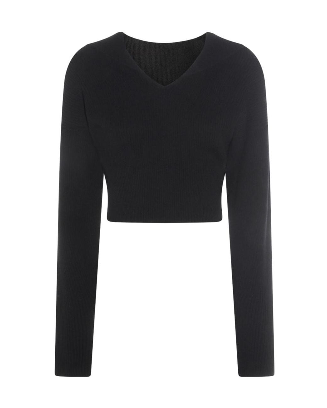 Rick Owens Black Dracu Cropped V-Neck Jumper
