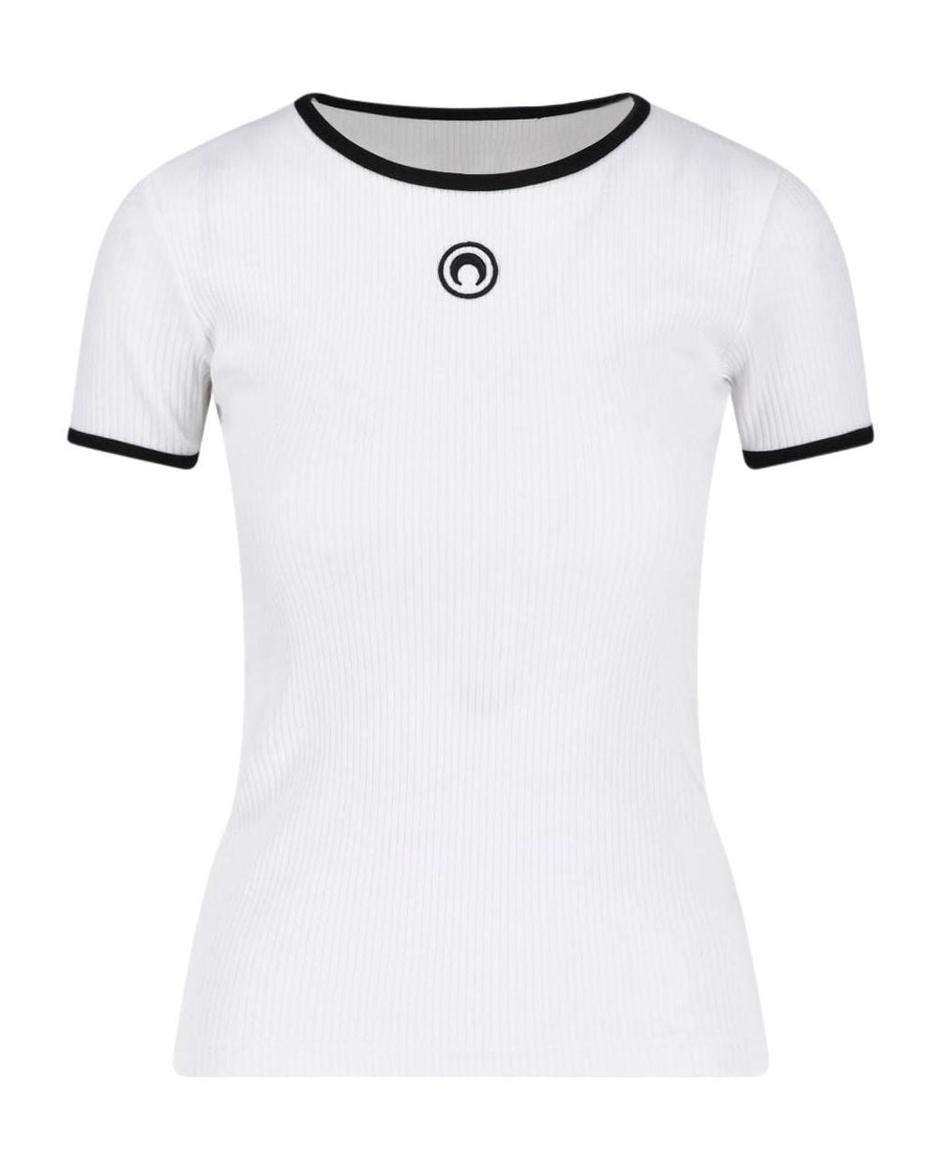 MARINE SERRE White Moon Embroidered Ribbed Top