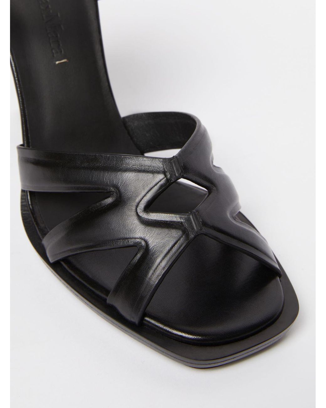 Max Mara Black Strap Detailed Heeled Sandals