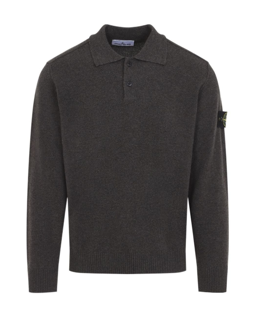 Stone Island Gray Buttoned Polo Knitted Sweater for men