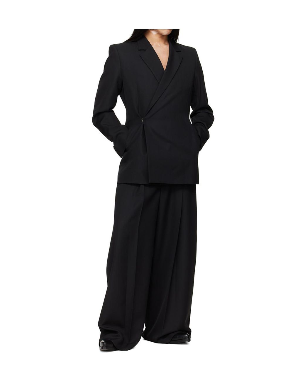 Egonlab Black Egonic Wool Double-Breasted Suit Jacket for men