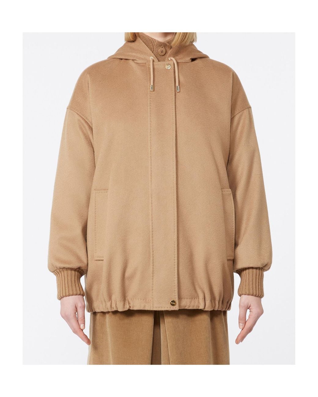 Max Mara Natural Studio Drawstring Long-Sleeved Coat