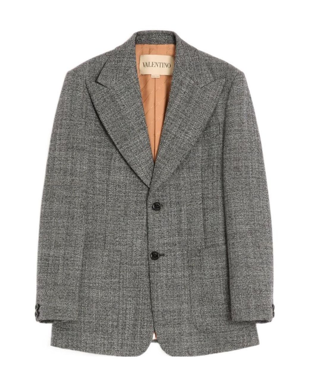 Valentino Gray Single-Breasted Mouliné Wool Jacket for men