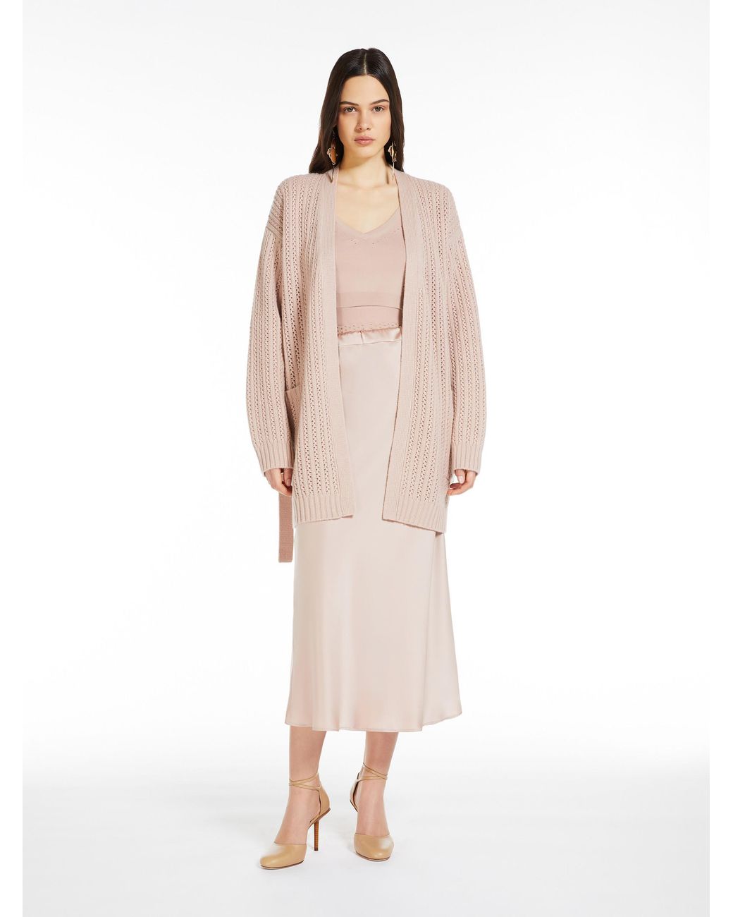 Max Mara Natural Balzac Belted Long-Sleeved Cardigan