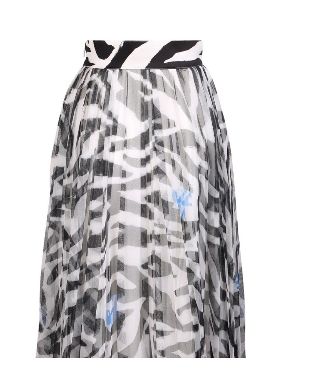Off-White c/o Virgil Abloh White Leopard Printed Pleated Tulle Skirt