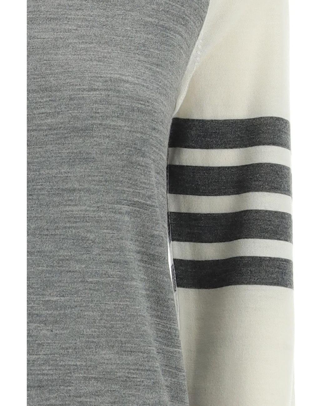 Thom Browne Gray Rwb Striped Knitted Crewneck Jumper