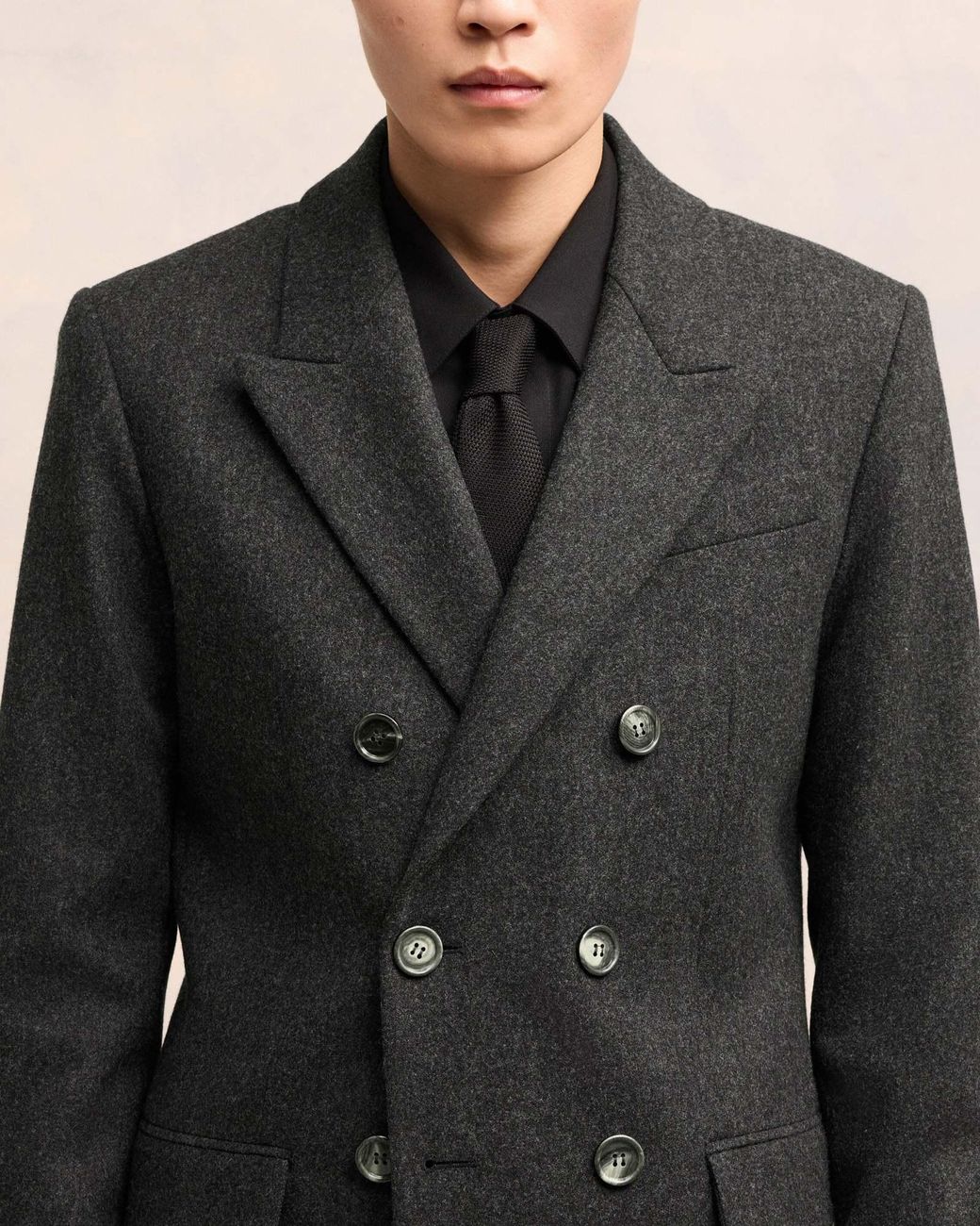 AMI Black Double Breasted Long Sleeved Blazer for men