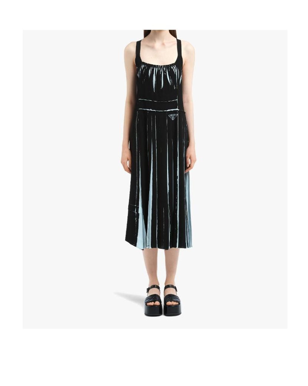 Prada Black Sleeveless Printed Sablé Dress