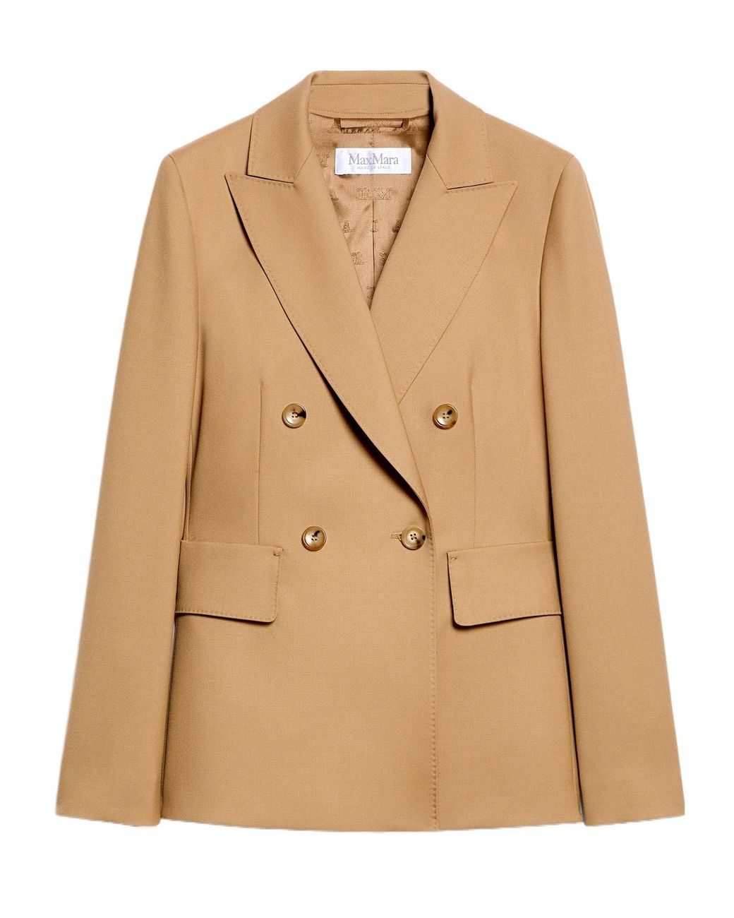 Max Mara Natural Sanna Double-Breasted Long-Sleeved Jacket