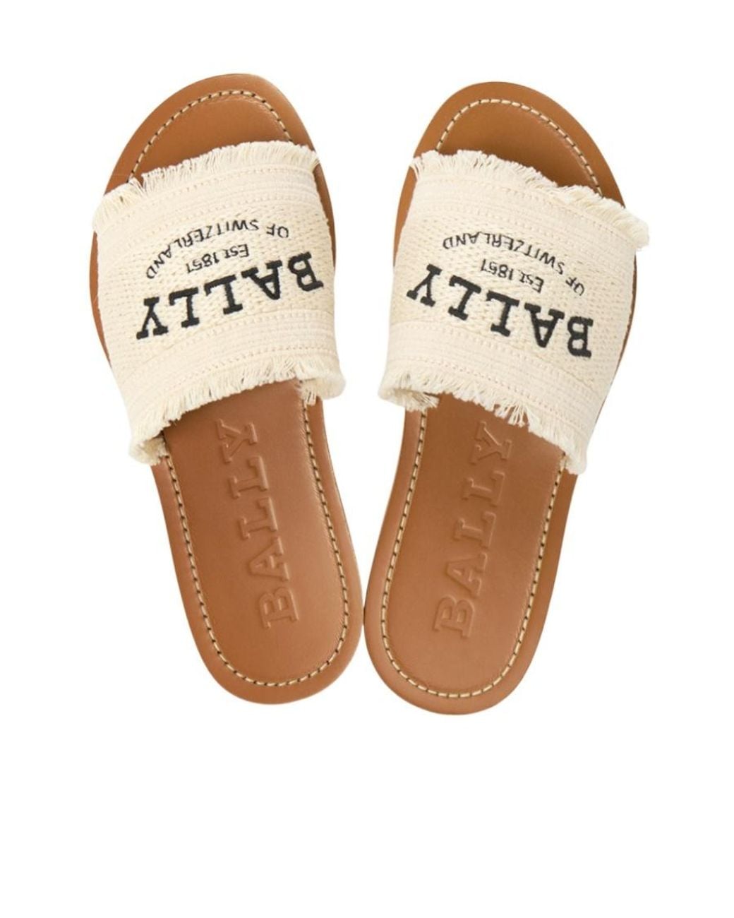Bally Natural Round-Toe Flat Slides