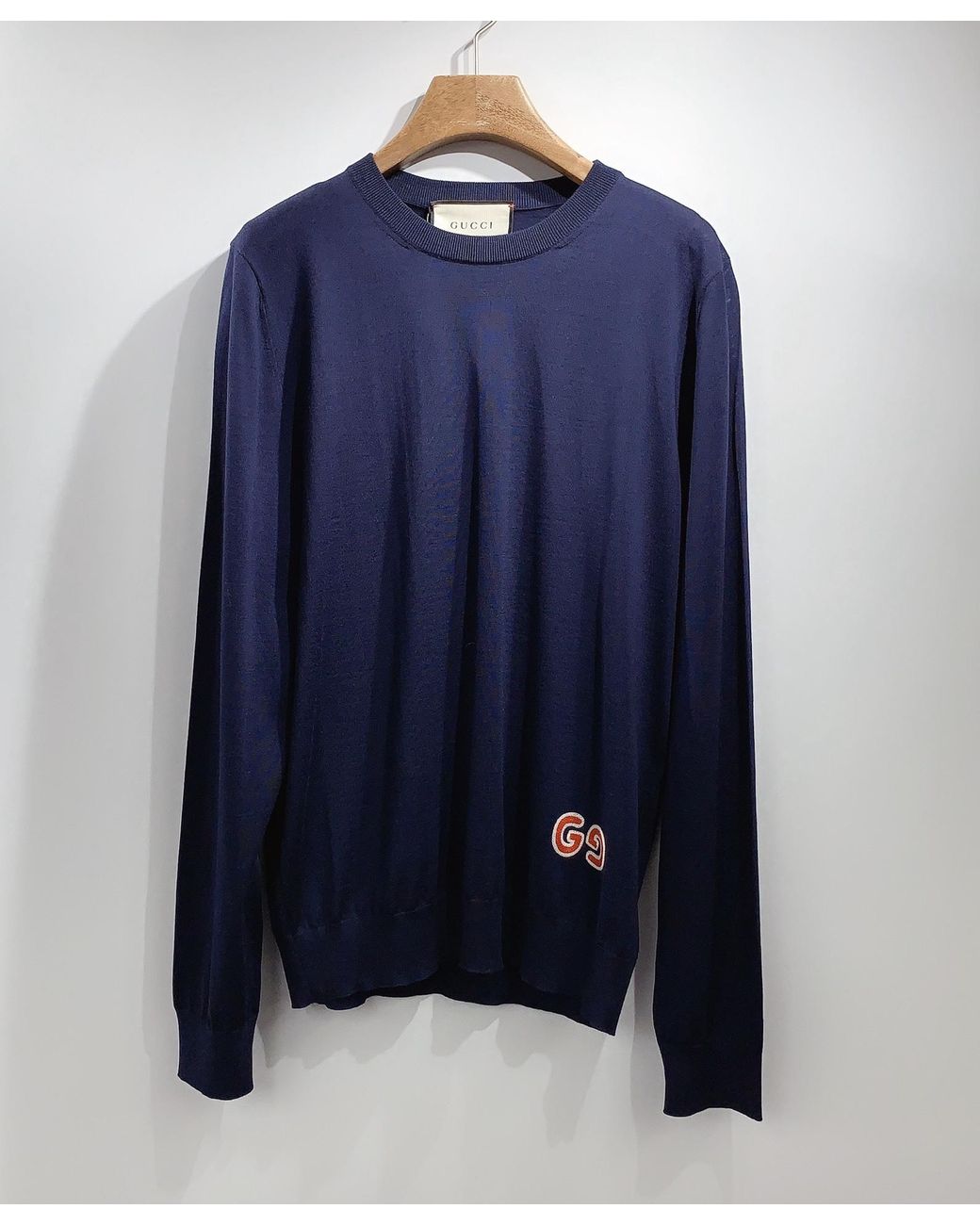 Gucci Blue Gg Logo Patch Jumper for men