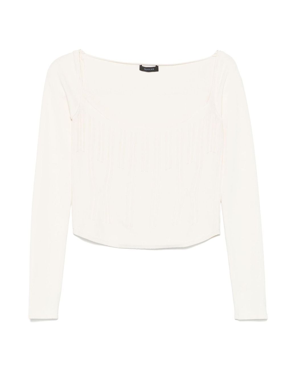 Mugler White Boning-Detail Sweater